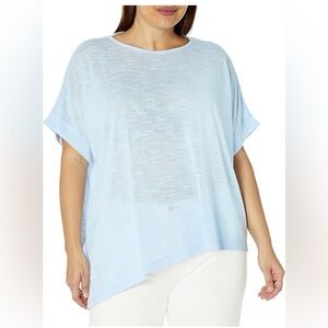 TOMMY HILFIGER SOFT FLOWY BASIC T-SHIRT WOMEN ASYMMETRICAL COLOR BLUE SIZE 1X